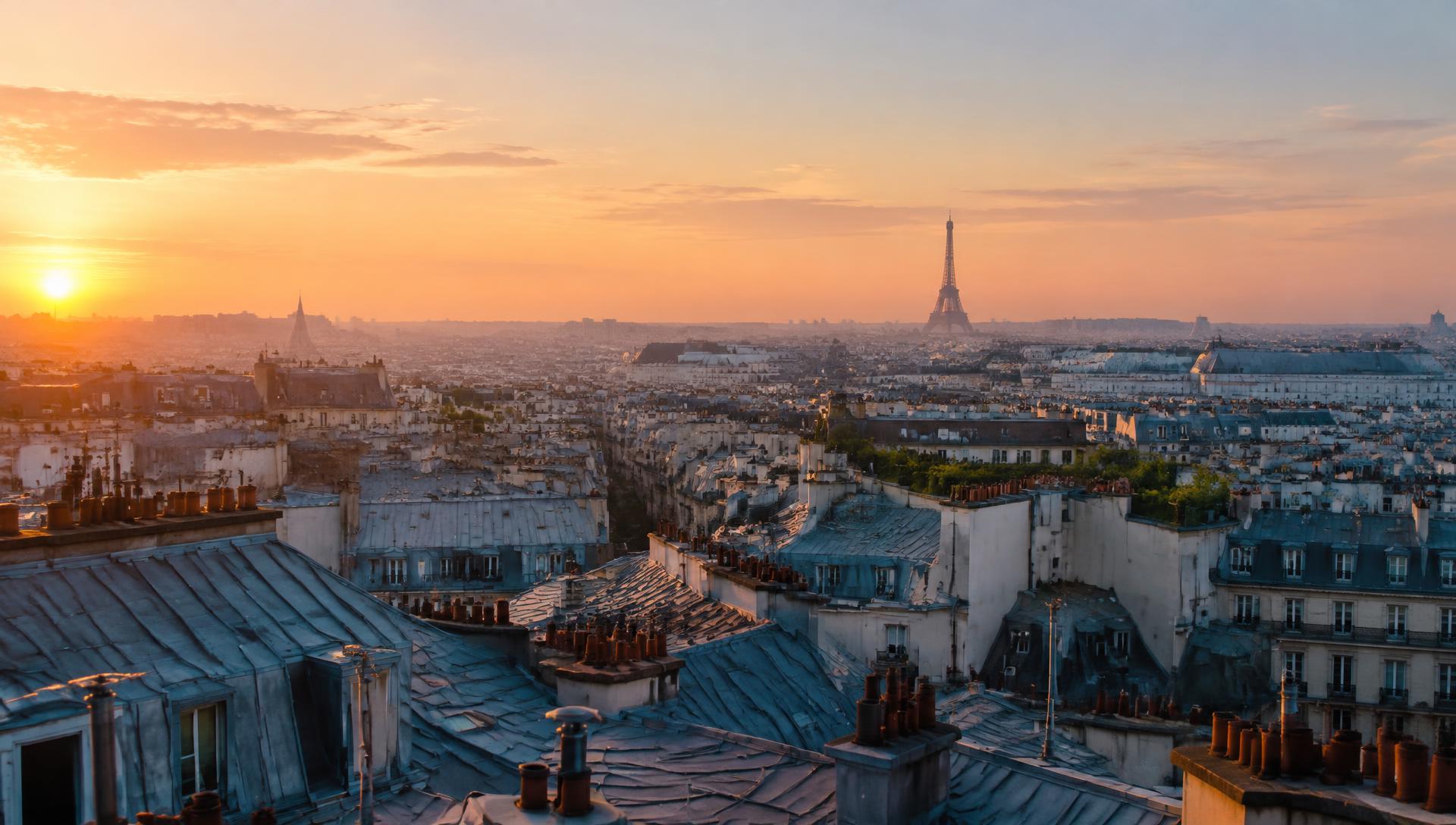 Toits de Paris au lever du soleil